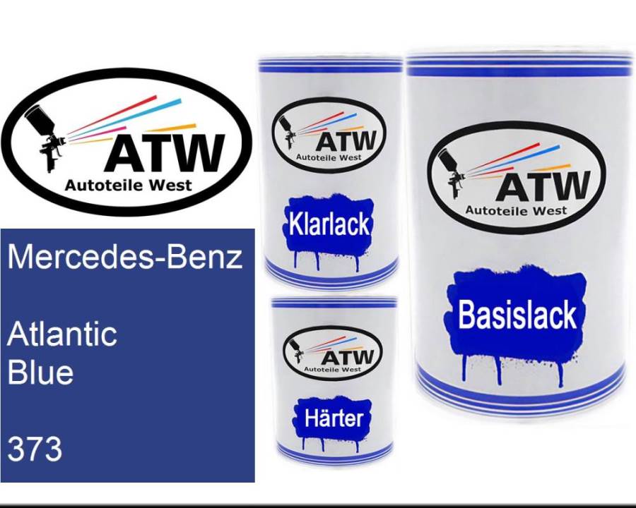 Mercedes-Benz, Atlantic Blue, 373: 500ml Lackdose + 500ml Klarlack + 250ml Härter - Set, von ATW Autoteile West.